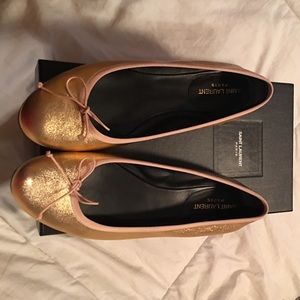 Rose gold YSL Saint Laurent flats size 38