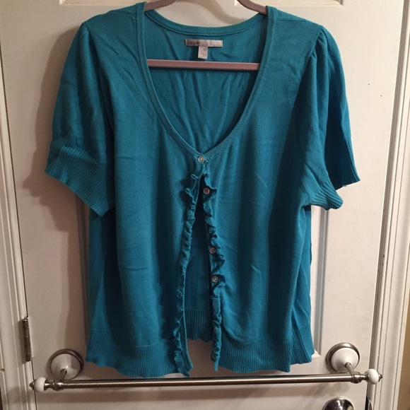short sleeve ruffle cardigan