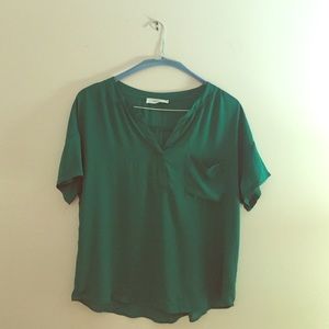 Green short sleeved blouse