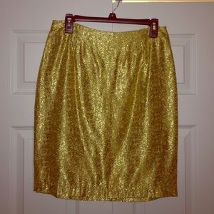 Gold shimmer skirt.