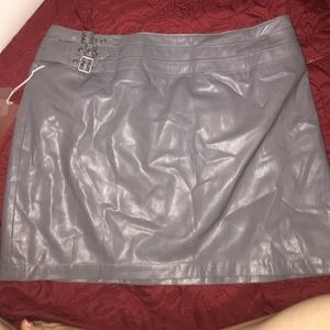 Gray Leather Mini Skirt