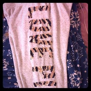 Love pink sequence Capri sweats