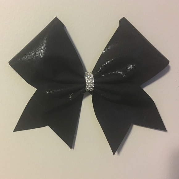 Black leather cheerleading bow