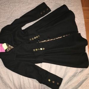 Betsy Johnson black wool swing coat