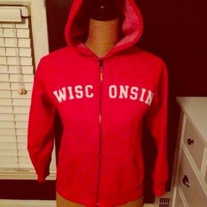 BUNDLE Red Wisconsin hoodie and sweater boots