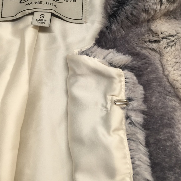 (Size S, XL) BASS Cream/Gray Faux Fur Vest - Picture 3 of 4