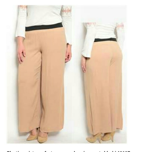 Wide leg comfortable pants with black stretch band