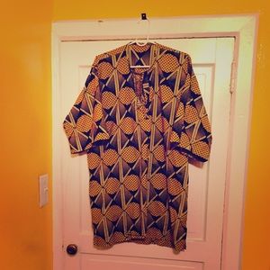 Ankara yellow and blue dashiki