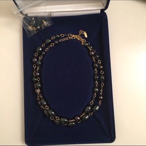 Navy blue Peal Necklace REAL PEARLS