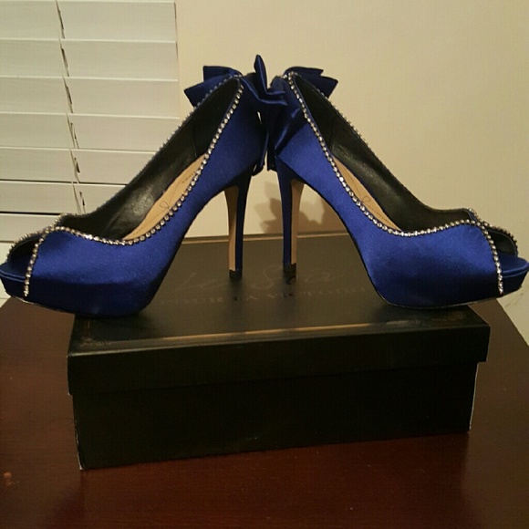 Royal Blue Satin Heels - Picture 4 of 4