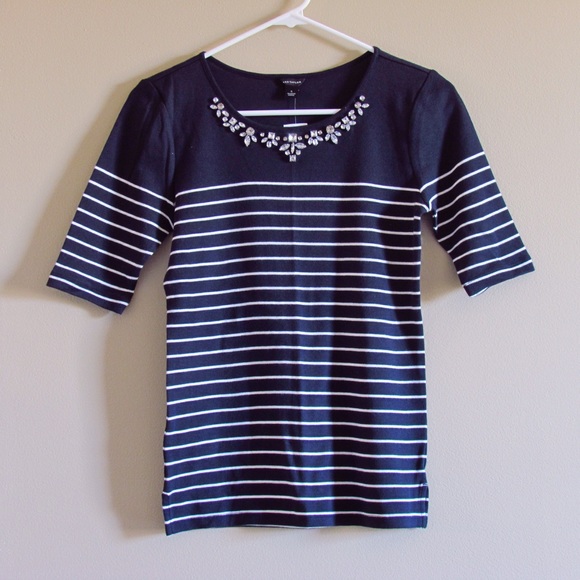 Ann Taylor // Striped Embellished Top - Picture 2 of 4