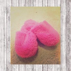 Fuzzy pink slippers