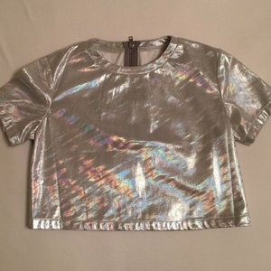Holographic iridescent crop top