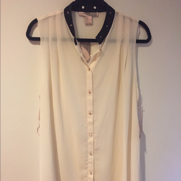 Chiffon Studded-Neck Tank