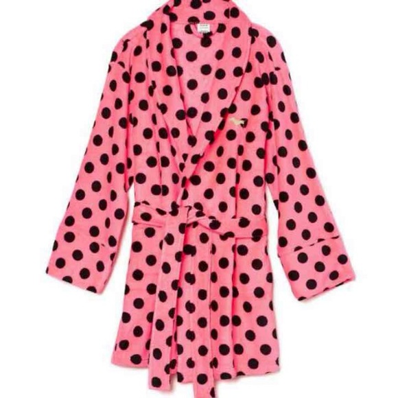 NEW Victoria's Secret PINK Polka Dot Plush Robe