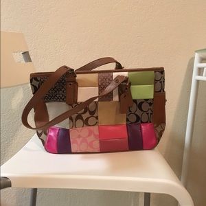 Coach hand bag, multicolored