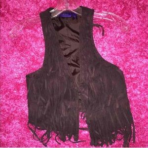 HAS TO GO! Brown fringe vest