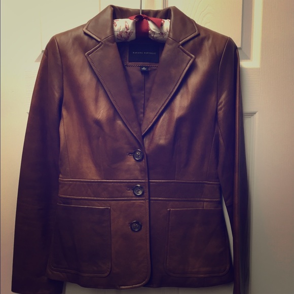 Banana republic genuine leather blazer