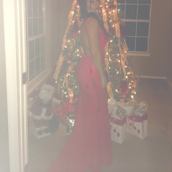 Red backless dress