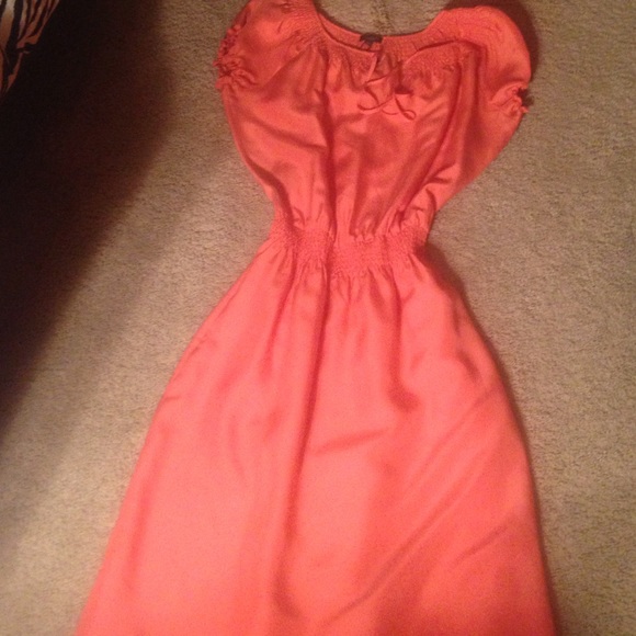 Coral 100% silk dress