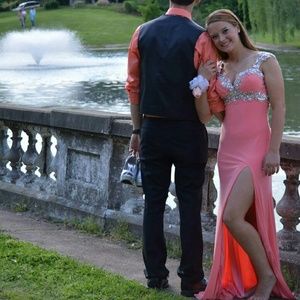 Tony Bowls coral prom dress