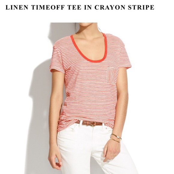 Madewell Timeoff Tee in red-orange stripe - Picture 1 of 1