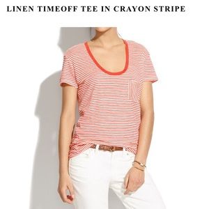 Madewell Timeoff Tee in red-orange stripe