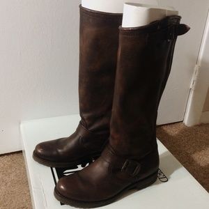 Frye Veronica slouch boots dark brown