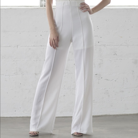 ivory lace/crepe wide leg jumpsuit - Picture 2 of 4