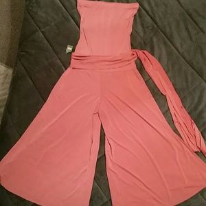 Coral Gaucho Romper