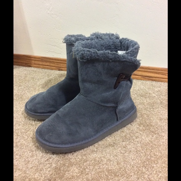 Grey Faux Fur Boots