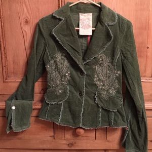 Miss Me green frayed jacket size small
