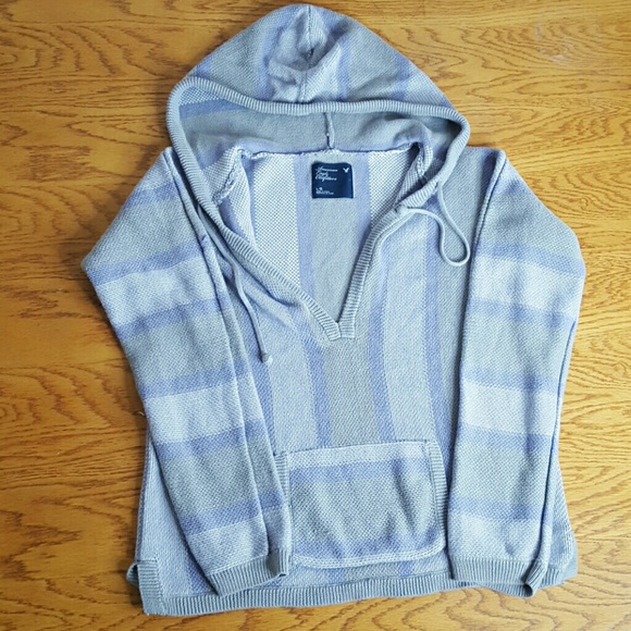 American Eagle Purple Boho Hooded Sweater