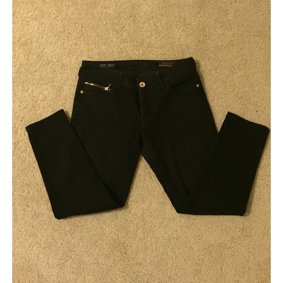 DL1961 'Amanda' Black Skinny Crop with gold zipper