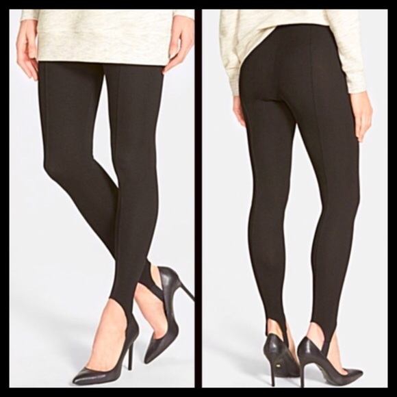 SOLD BLACK STIRRUP RIBBED LEGGINGS - Picture 2 of 4