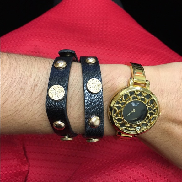 double wrap leather logo bracelet