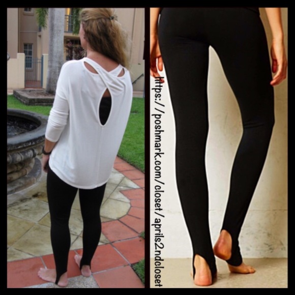 SOLD BLACK STIRRUP RIBBED LEGGINGS - Picture 3 of 4