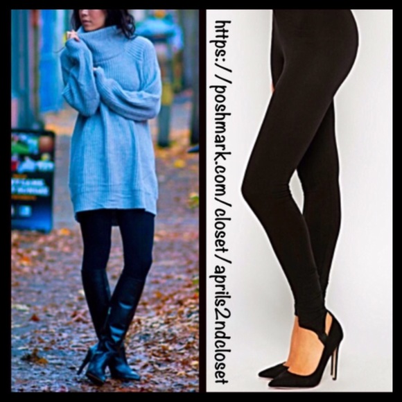 SOLD BLACK STIRRUP RIBBED LEGGINGS - Picture 4 of 4