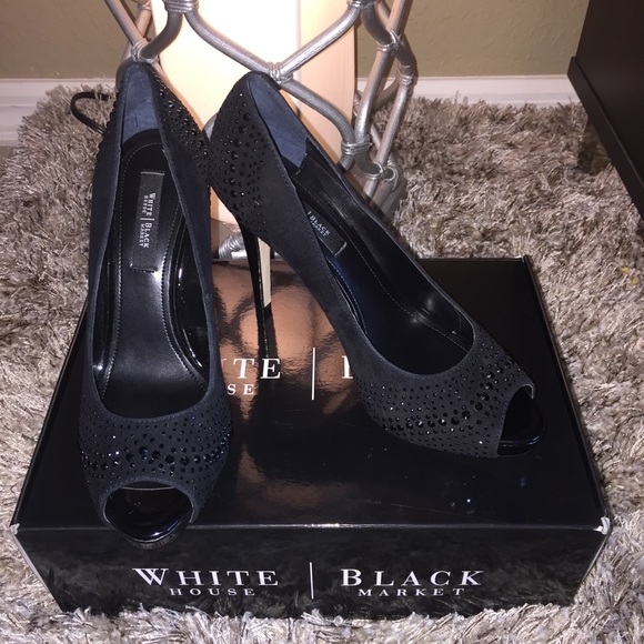 Black chrystal embellished black suede platform