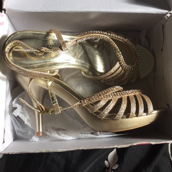 Gold strapy heels
