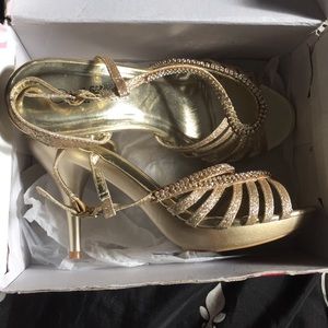 Gold strapy heels