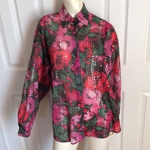 Express Sequin Floral Plus Size Blouse