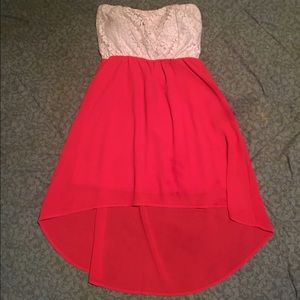 Strapless pink & cream dress