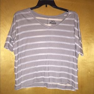 Grey and white flowy shirt