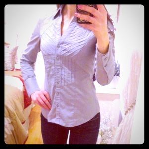 Gray express button down work shirt