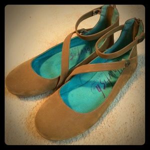 Brown faux suede Strappy Flats