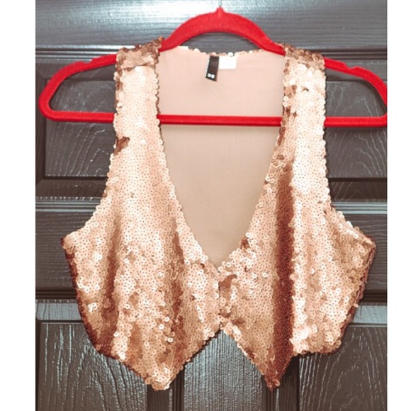 Sequined Rose Gold Vest SZ 38