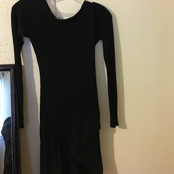 Black long dress. Is a v cut on the front part