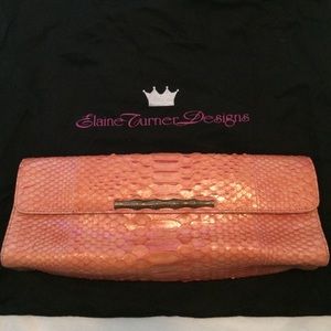 Elaine Turner Coral Python Clutch
