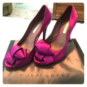 Pura Lopez Fuchsia Satin Heel size 8.5